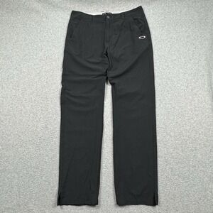 Oakley Take Golf Pants Mens 34x34 Black Embroidered Logo Activewear Casual EUC